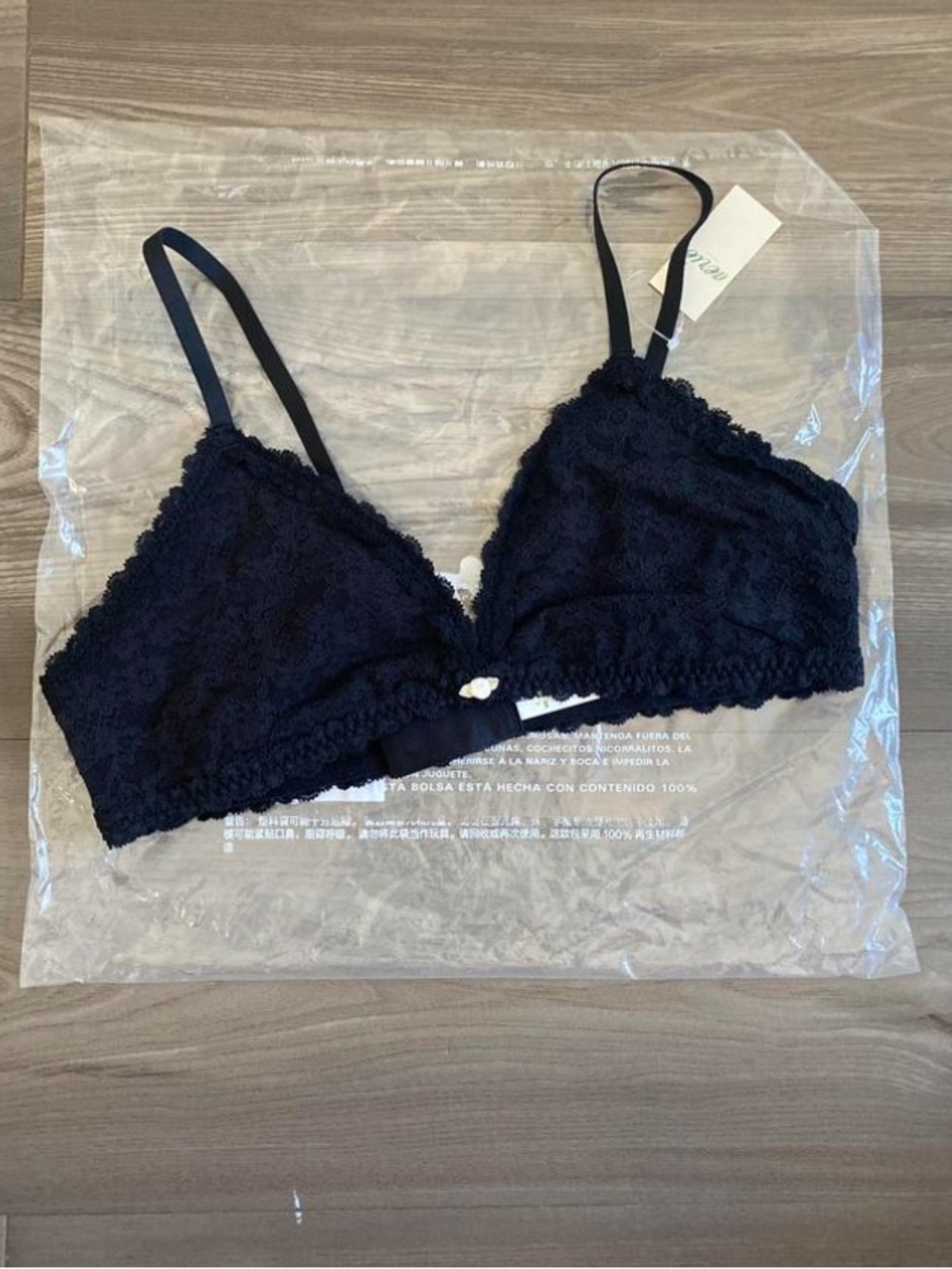 aerie Black Lace Triangle Bralette